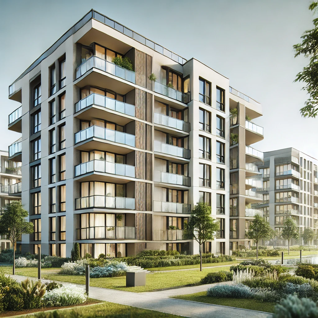 Illustration d'un immeuble moderne en zone B2, éligible à la loi Pinel, offrant un investissement immobilier attractif avec des avantages fiscaux